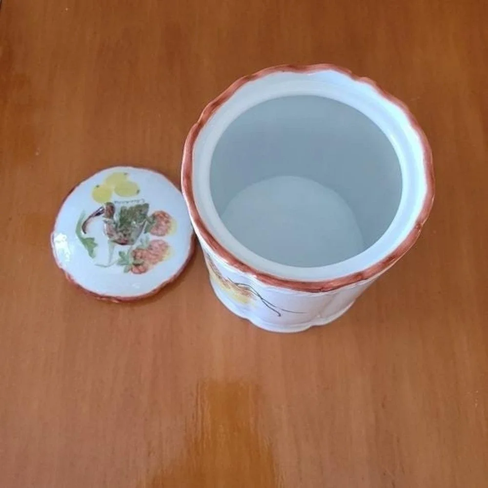 Char‎ Dickens Vintage Hand Painted Porcelain Canister Fruit Garden Still Life